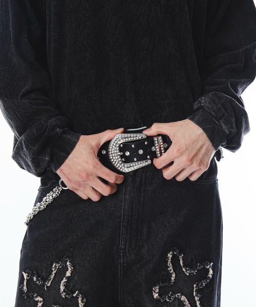 SHORT ROUND（ショートラウンド）の「Mｸﾛｽﾓﾁｰﾌｽﾋﾞｼﾞｭｰﾍﾞﾙﾄ（ベルト・メンズ・ブラック/ホワイト・FREE）」の9枚目の写真