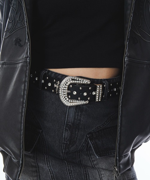 SHORT ROUND（ショートラウンド）の「Mｸﾛｽﾓﾁｰﾌｽﾋﾞｼﾞｭｰﾍﾞﾙﾄ（ベルト・メンズ・ブラック/ホワイト・FREE）」の10枚目の写真