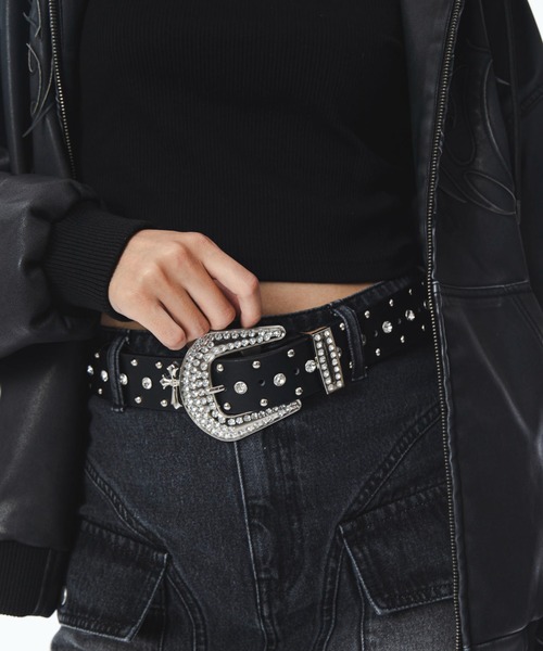 SHORT ROUND（ショートラウンド）の「Mｸﾛｽﾓﾁｰﾌｽﾋﾞｼﾞｭｰﾍﾞﾙﾄ（ベルト・メンズ・ブラック/ホワイト・FREE）」の12枚目の写真