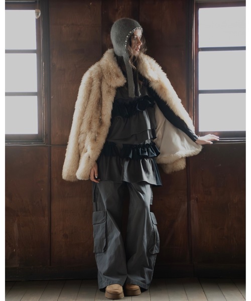 Glanny(グランニー)の「ワイドカーゴパンツ(カーゴパンツ・レディース・ブラウン/グレー・SMALL/MEDIUM)」の5枚目の写真