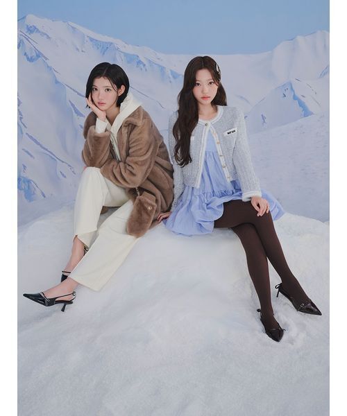 LILY BROWN（リリーブラウン）の「【LILY BROWN×MARY QUANT】ビジュー釦ファーコート（ノーカラージャケット・レディース・ライトグレー/ベージュ/その他・F）」の6枚目の写真