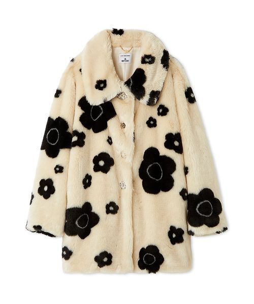 LILY BROWN×MARY QUANT】ビジュー釦ファーコート（ノーカラー