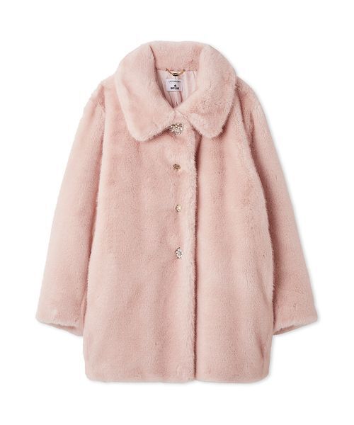 LILY BROWN×MARY QUANT デイジービジュー釦ファーコートピンク LILY BROWN（リリーブラウン）の「【LILY BROWN×MARY QUANT】ビジュー