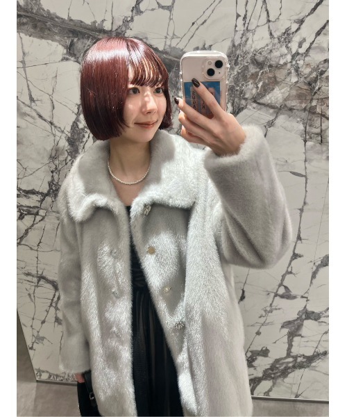 LILY BROWN×MARY QUANT】ビジュー釦ファーコート（ノーカラー
