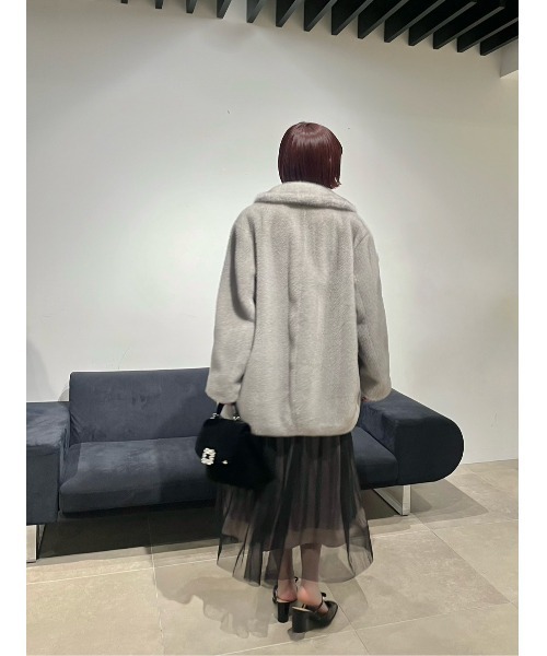 LILY BROWN×MARY QUANT】ビジュー釦ファーコート（ノーカラー