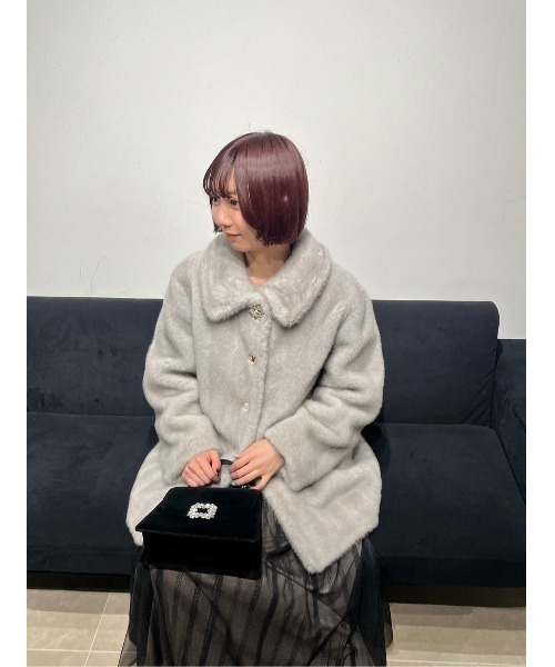 セール】【LILY BROWN×MARY QUANT】ビジュー釦ファーコート（ノー