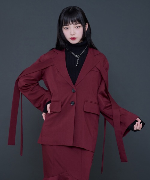 セール】ショルダーリボンテーラードジャケット/SETUP対応（テーラード