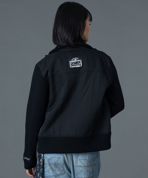 X-girl（エックスガール）の「RIBBED SLEEVE WOVEN JACKET（ブルゾン・レディース・ブラック/ブラウン/ベージュ・S/M）」の21枚目の写真