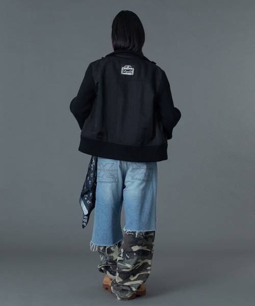 X-girl（エックスガール）の「RIBBED SLEEVE WOVEN JACKET（ブルゾン・レディース・ブラック/ブラウン/ベージュ・S/M）」の18枚目の写真