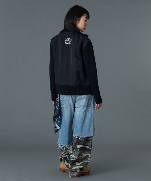 X-girl（エックスガール）の「RIBBED SLEEVE WOVEN JACKET（ブルゾン・レディース・ブラック/ブラウン/ベージュ・S/M）」の16枚目の写真