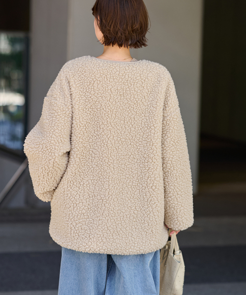 Champion（チャンピオン）の「《WEB限定追加2》別注【Champion/チャンピオン】ボアフリースジャケット（ブルゾン・レディース・チャコールグレー/ベージュ/ネイビー・FREE）」の18枚目の写真