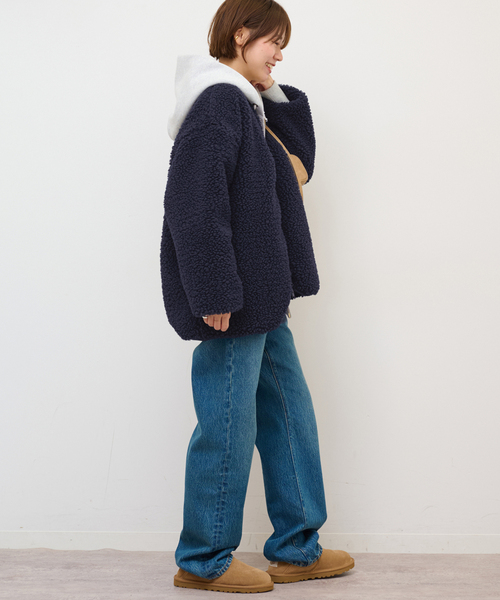 Champion（チャンピオン）の「《WEB限定追加2》別注【Champion/チャンピオン】ボアフリースジャケット（ブルゾン・レディース・チャコールグレー/ベージュ/ネイビー・FREE）」の21枚目の写真