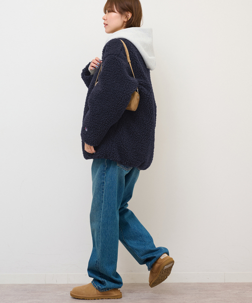 Champion（チャンピオン）の「《WEB限定追加2》別注【Champion/チャンピオン】ボアフリースジャケット（ブルゾン・レディース・チャコールグレー/ベージュ/ネイビー・FREE）」の22枚目の写真