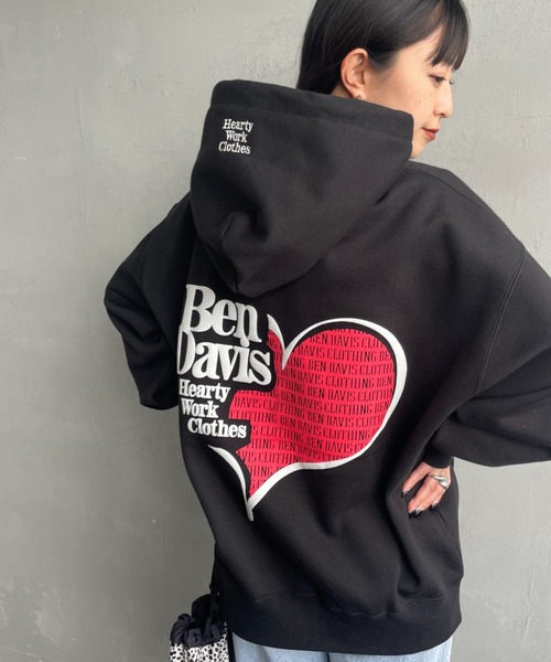 BEN DAVIS（ベンデイビス）の「【WEB限定】[BEN DAVIS/ベンデイビス] PUFFYハートロゴ バックプリントパーカー【追加】（パーカー・レディース・ブラック/ネイビー/グレー・M/L/XL）」の7枚目の写真