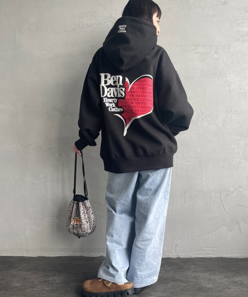 BEN DAVIS（ベンデイビス）の「【WEB限定】[BEN DAVIS/ベンデイビス] PUFFYハートロゴ バックプリントパーカー【追加】（パーカー・レディース・ブラック/ネイビー/グレー・M/L/XL）」の13枚目の写真