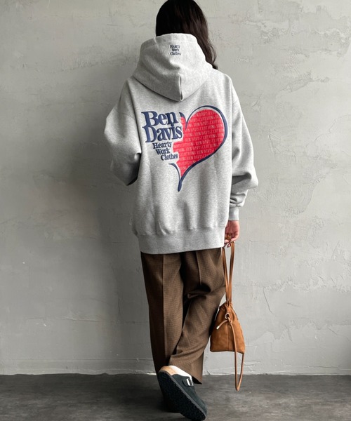 BEN DAVIS（ベンデイビス）の「【WEB限定】[BEN DAVIS/ベンデイビス] PUFFYハートロゴ バックプリントパーカー【追加】（パーカー・レディース・ブラック/ネイビー/グレー・M/L/XL）」の5枚目の写真