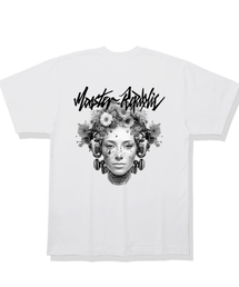 サイバーフラワーアッシュグレーTシャツホワイト