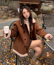 リバーシブルスエードムートンブラウン MDJK038BROWN