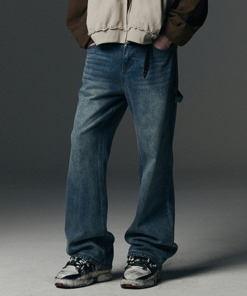 NOT4NERD(ノットフォーナード)の「Carpenter Flare Fit Denim Pants - Deep Blue(デニムパンツ・レディース・その他・MEDIUM/LARGE/X-LARGE)」の1枚目の写真