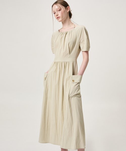 ETMON（エトモン）の「Neck String Pocket Dress, Light Khaki（ワンピース・レディース・その他・MEDIUM/SMALL）」の2枚目の写真