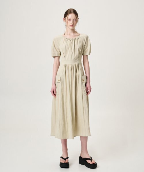 ETMON（エトモン）の「Neck String Pocket Dress, Light Khaki（ワンピース・レディース・その他・MEDIUM/SMALL）」の4枚目の写真
