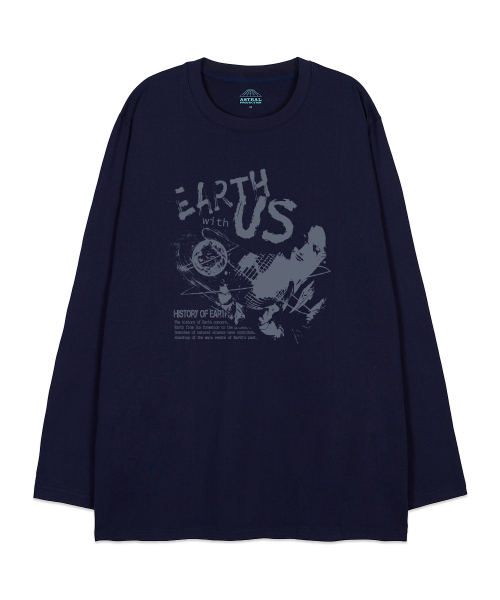 ASTRAL PROJECTION(アストラルプロジェクション)の「アースウィズアース オーバーサイズ ロングスリーブTシャツ_ネイビー(Tシャツ/カットソー・メンズ・その他・MEDIUM/X-LARGE/XX-LARGE/LARGE)」の1枚目の写真