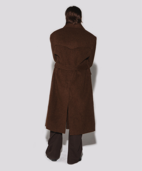 WESLEYHYUSTON(ウェズリーユーストン)の「Monterra handmade wool balmacaan coat brown(チェスターコート・メンズ・その他・MEDIUM/LARGE)」の3枚目の写真
