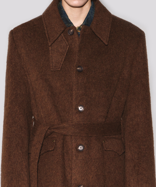 WESLEYHYUSTON(ウェズリーユーストン)の「Monterra handmade wool balmacaan coat brown(チェスターコート・メンズ・その他・MEDIUM/LARGE)」の4枚目の写真