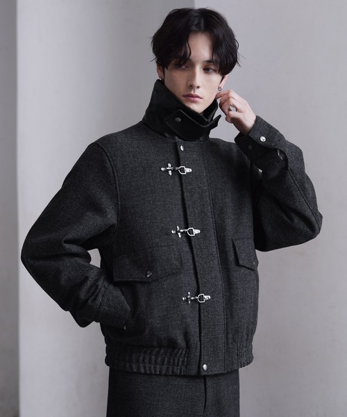 CLEL】Wool Blend Herringbone Tweed Fireman Blouson / ウール