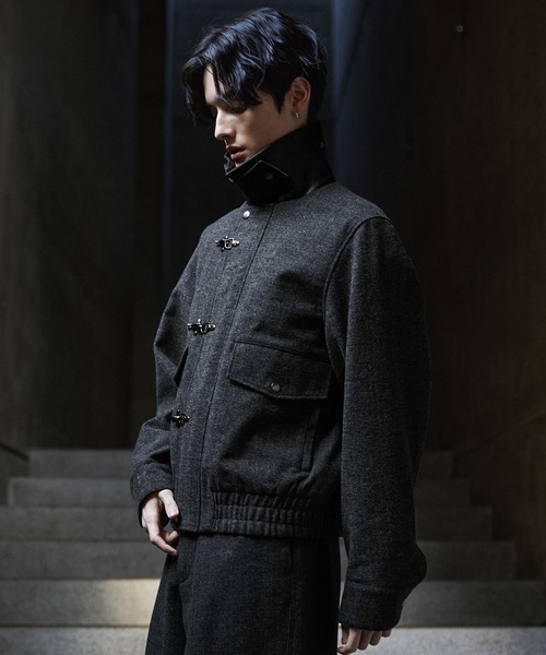 CLEL(クレイル)の「【CLEL】Wool Blend Herringbone Tweed Fireman Blouson / ウールブレンド ヘリンボーンツイードファイヤーマンブルゾン(ブルゾン・メンズ・ベージュ系/ブラック系/グレー系・L/M/S/XS)」の15枚目の写真