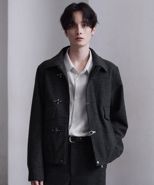 CLEL】Wool Blend Herringbone Tweed Fireman Blouson / ウール