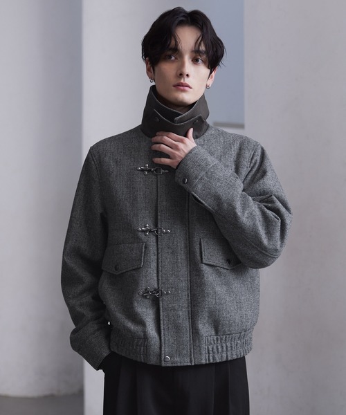 CLEL】Wool Blend Herringbone Tweed Fireman Blouson / ウール