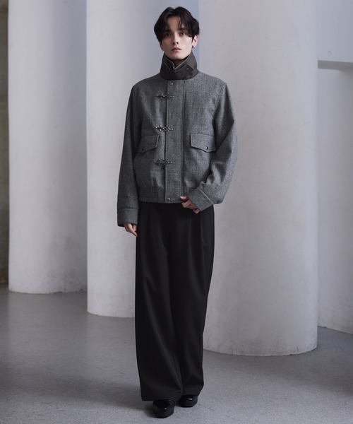 CLEL】Wool Blend Herringbone Tweed Fireman Blouson / ウール