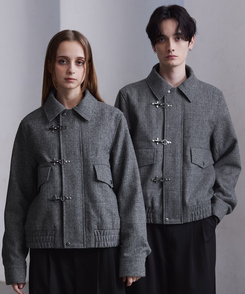 【CLEL】 /ウールブレンド ヘリンボーンツイードコート セール】【CLEL】Wool Blend Herringbone Tweed Coat / ウールブレンド