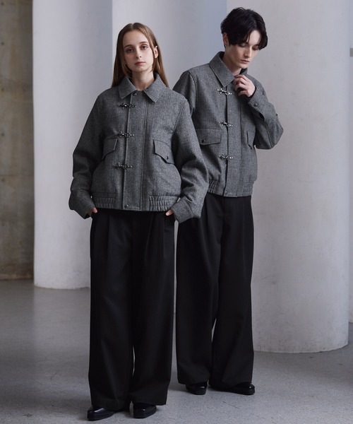 CLEL】Wool Blend Herringbone Tweed Fireman Blouson / ウール