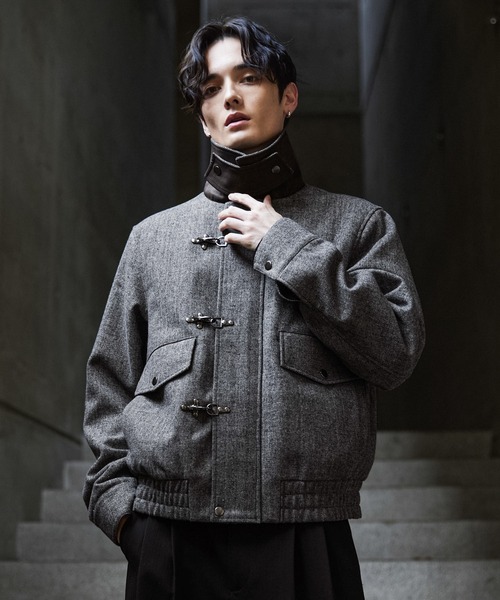 CLEL】Wool Blend Herringbone Tweed Fireman Blouson / ウール