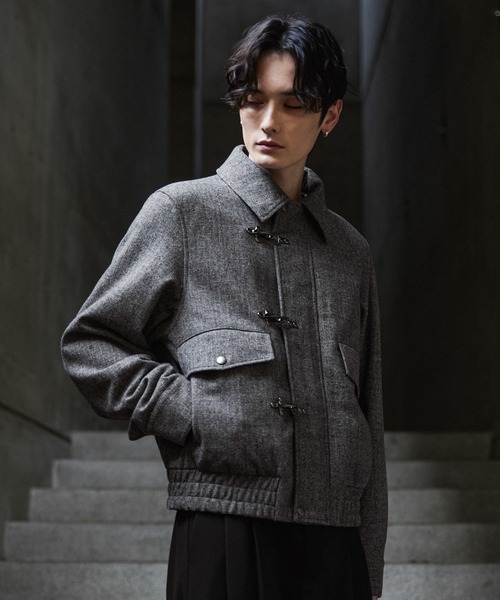 CLEL】Wool Blend Herringbone Tweed Fireman Blouson / ウール