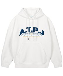 アースロゴオーバーサイズワイドショルダーフードパーカー_ホワイト