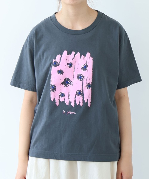 bulle de savon（ビュルデサボン）の「おはなのラバープリント Tシャツ（Tシャツ/カットソー・レディース・チャコールグレー/ホワイト・FREE）」の19枚目の写真