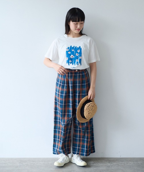 bulle de savon（ビュルデサボン）の「おはなのラバープリント Tシャツ（Tシャツ/カットソー・レディース・チャコールグレー/ホワイト・FREE）」の10枚目の写真