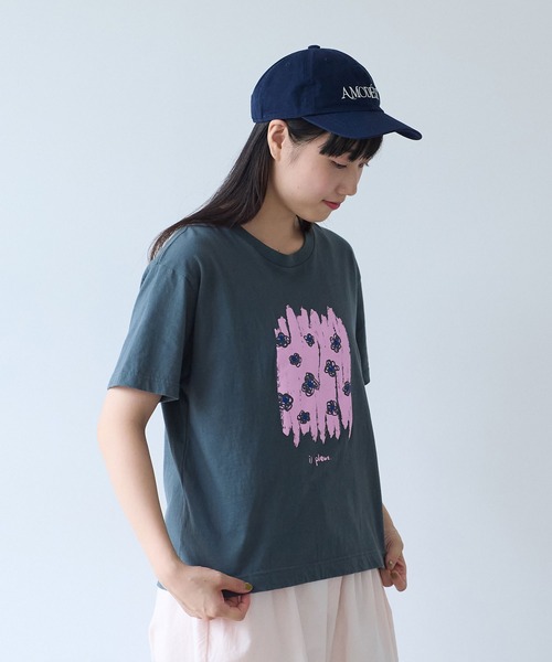 bulle de savon（ビュルデサボン）の「おはなのラバープリント Tシャツ（Tシャツ/カットソー・レディース・チャコールグレー/ホワイト・FREE）」の13枚目の写真