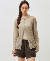 Linen 3 Button Knit Cardigan_CTK232(Beige)