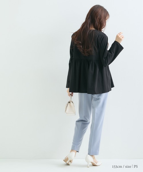 Petitjo(プッチージョ)の「小さいサイズ 【接触冷感・UVカット】ペプラム長袖Tシャツ 低身長さん・小柄女性(Tシャツ/カットソー・レディース・オフホワイト/ブラック・PL/PM/PS/PSS)」の18枚目の写真