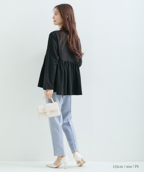 Petitjo(プッチージョ)の「小さいサイズ 【接触冷感・UVカット】ペプラム長袖Tシャツ 低身長さん・小柄女性(Tシャツ/カットソー・レディース・オフホワイト/ブラック・PL/PM/PS/PSS)」の19枚目の写真