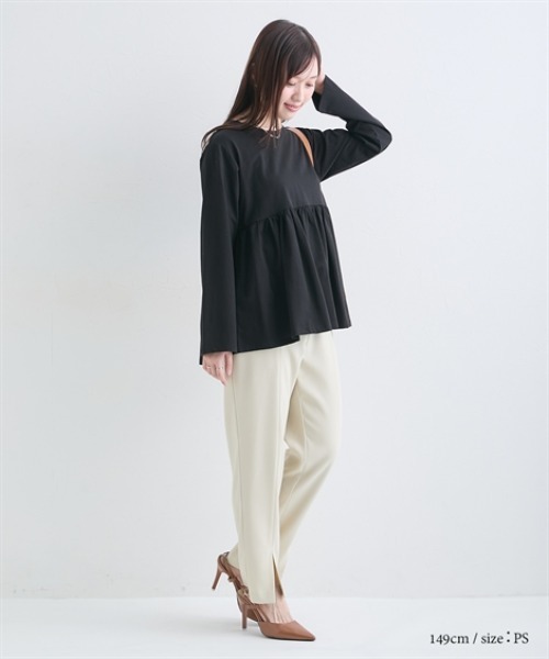 Petitjo(プッチージョ)の「小さいサイズ 【接触冷感・UVカット】ペプラム長袖Tシャツ 低身長さん・小柄女性(Tシャツ/カットソー・レディース・オフホワイト/ブラック・PL/PM/PS/PSS)」の21枚目の写真
