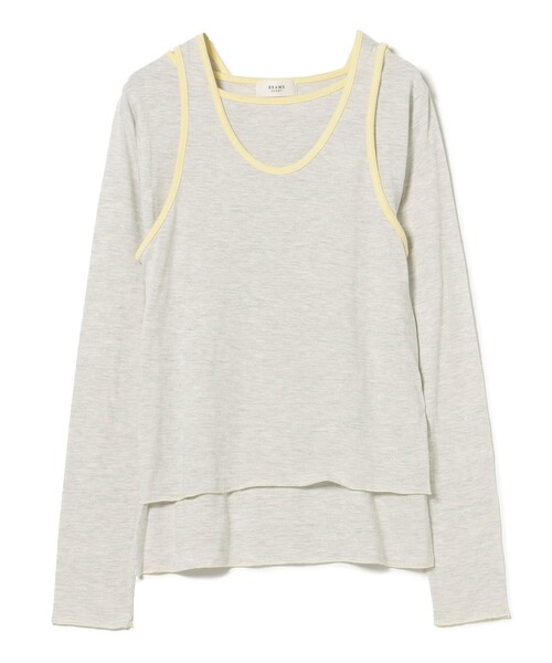 BEAMS HEART(ビームスハート)の「リンガー レイヤード トップス(Tシャツ/カットソー・レディース・グレー/レッド/チャコールグレー・FREE)」の12枚目の写真