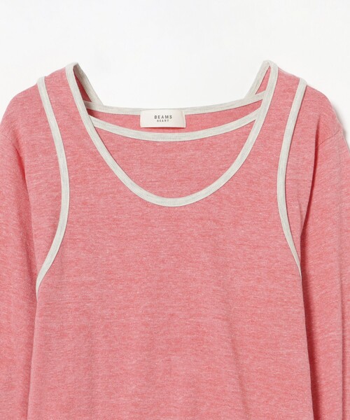 BEAMS HEART(ビームスハート)の「リンガー レイヤード トップス(Tシャツ/カットソー・レディース・グレー/レッド/チャコールグレー・FREE)」の19枚目の写真