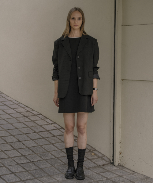 KNOWNBETTER（ノウンベター）の「Stripe essential single jacket [KNFW02JK03]_[2color]（テーラードジャケット・レディース・チャコールグレー/ブラック・FREE）」の12枚目の写真