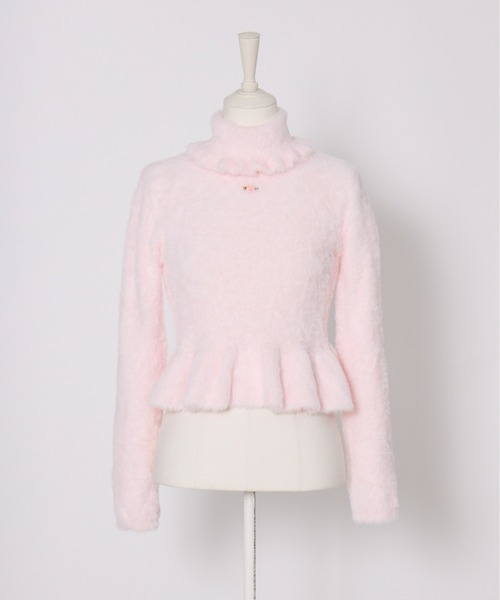 Fiorforte(フィオルフォルテ)の「Shaggy peplum knit(ニット/セーター・レディース・ホワイト/ピンク・FREE)」の10枚目の写真