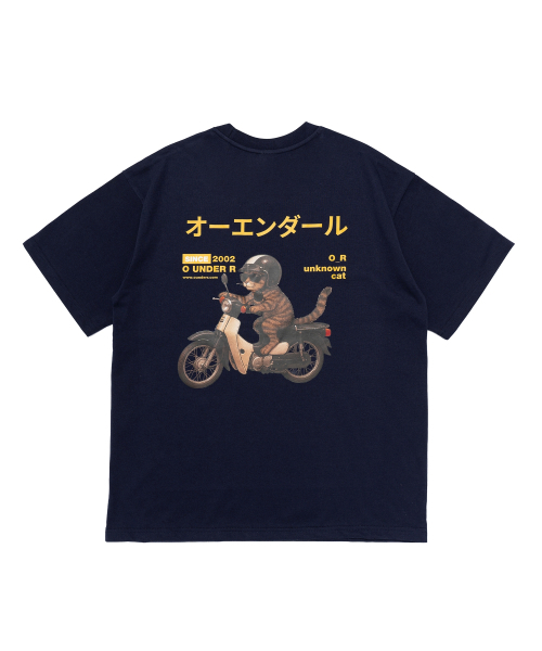 OUNDERR(オアンダーアール)の「RIDING BIKE CAT オーバーサイズ 半袖Tシャツ (ネイビー)(Tシャツ/カットソー・レディース・その他・SMALL/MEDIUM/LARGE/X-LARGE/2XL)」の9枚目の写真